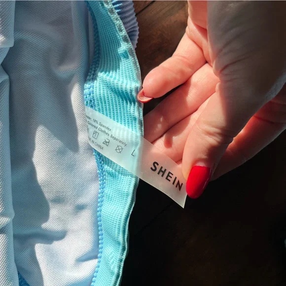 SHEIN Rib Color Block Bikini Swimsuit - Picture 6 of 7